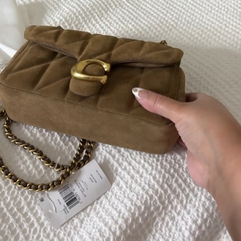 Coach Quilted Suede Shoulder Bag in Caramel with Gold Hardware - Picture 11 of 11